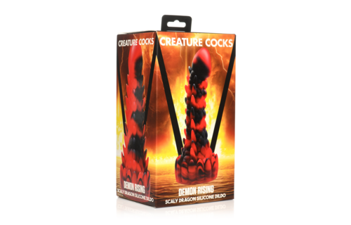 Demon Rising - Scaly Dragon Silicone Dildo - Red/Black