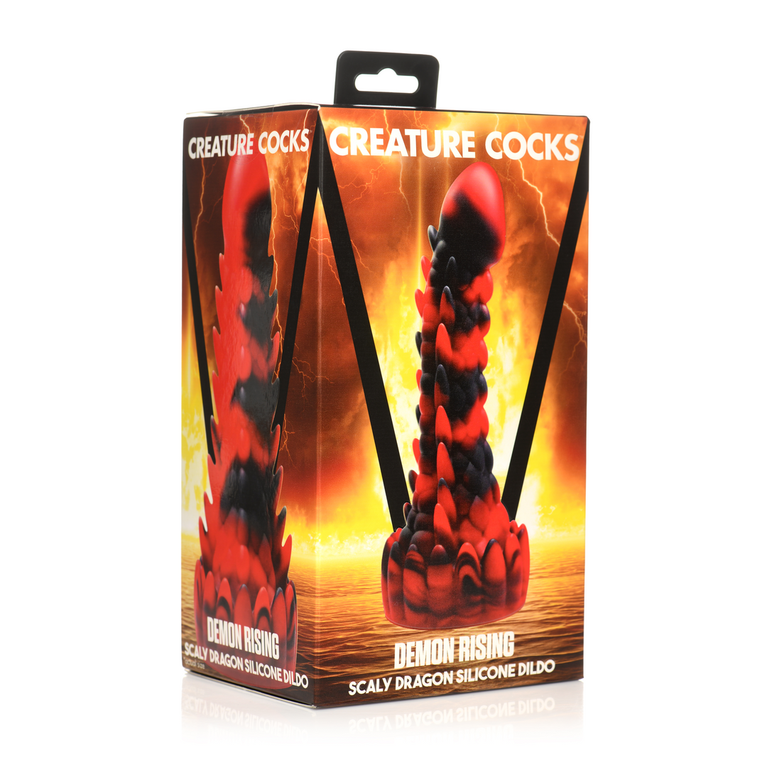 Demon Rising - Geschubde draak Siliconen Dildo - Rood/Zwart