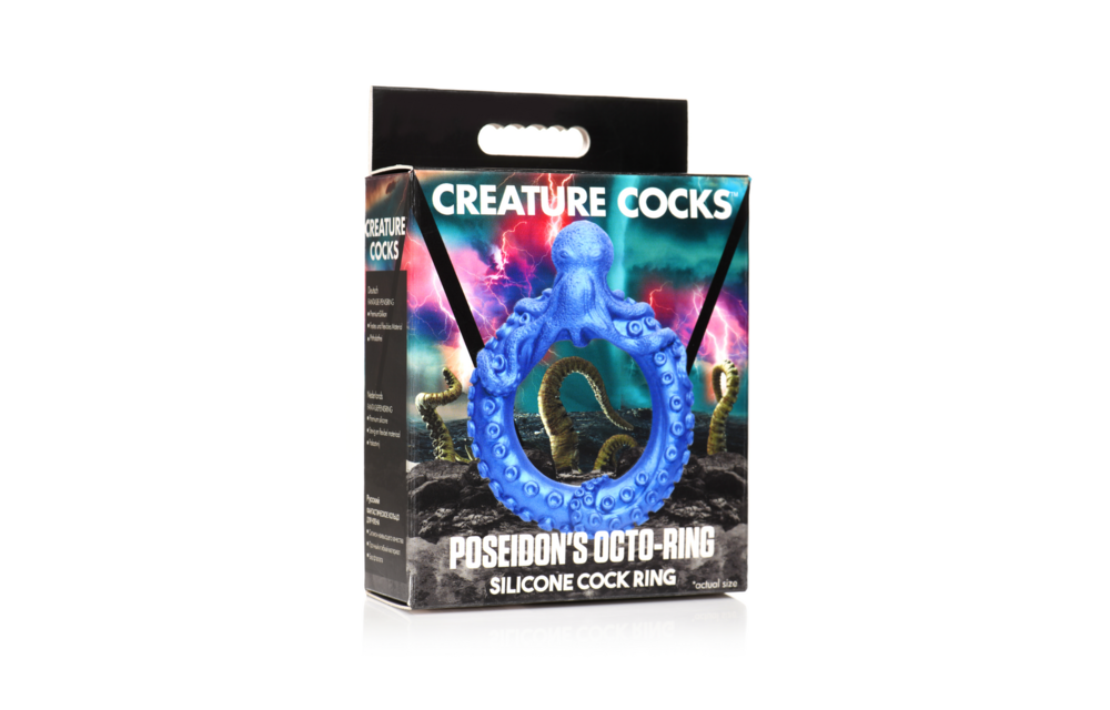 Octo-ring van Poseidon - Silicone penisring - Blauw