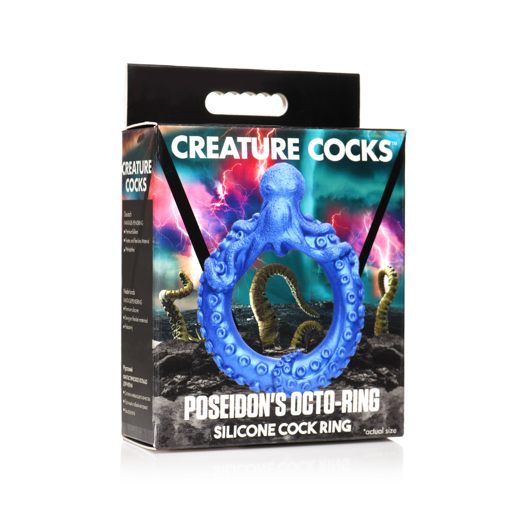 Octo-ring van Poseidon - Silicone penisring - Blauw