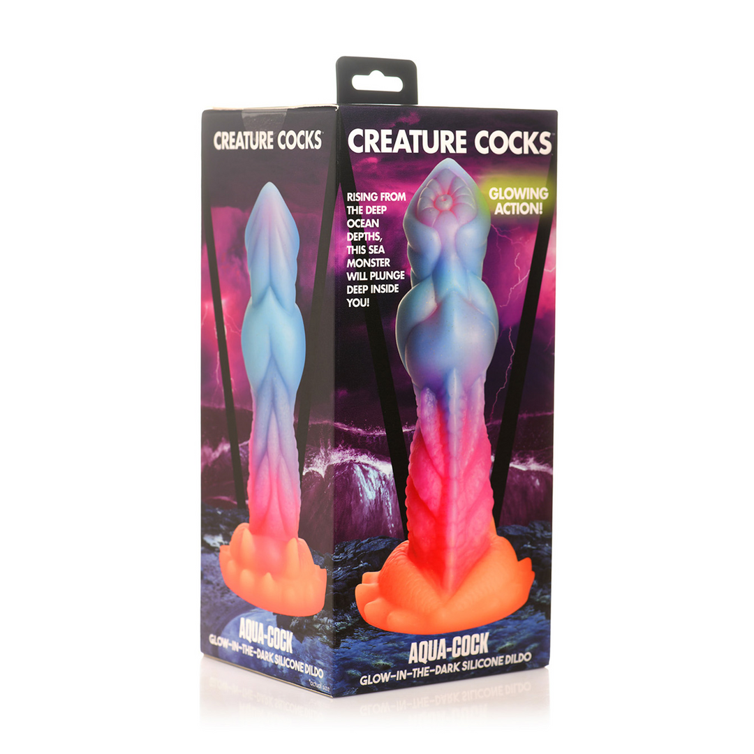 Aqua Cock 19,3 cm - Lichtgevende Siliconen Dildo Glow-in-Dark