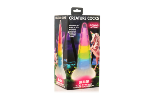 UniGlow Regenbogen-Glow-Dildo 18 cm – Silikon & leuchtend