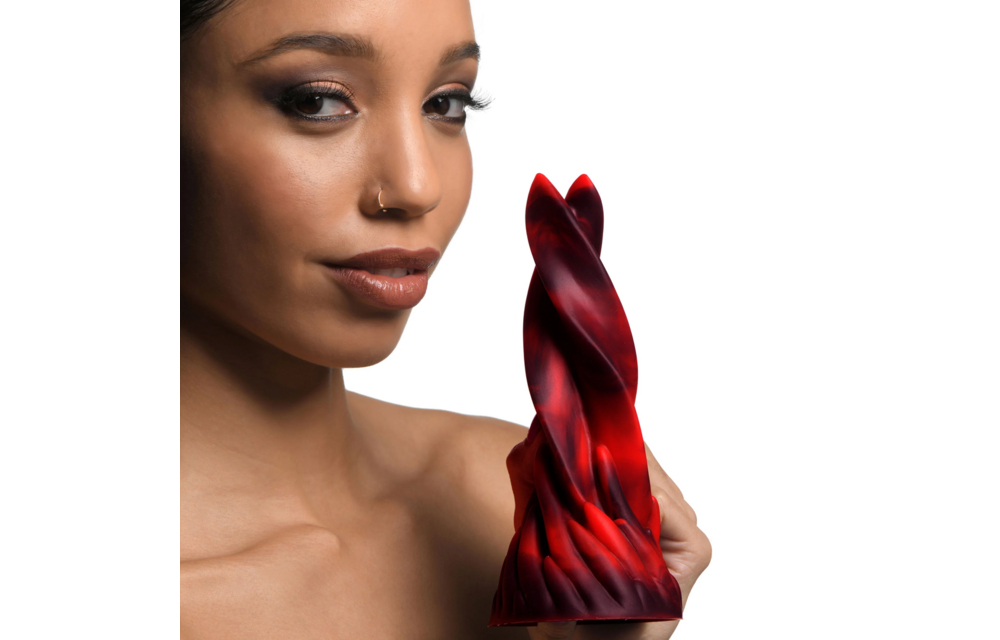 Hell Kiss Twisted Tongues Silicone Dildo - Red
