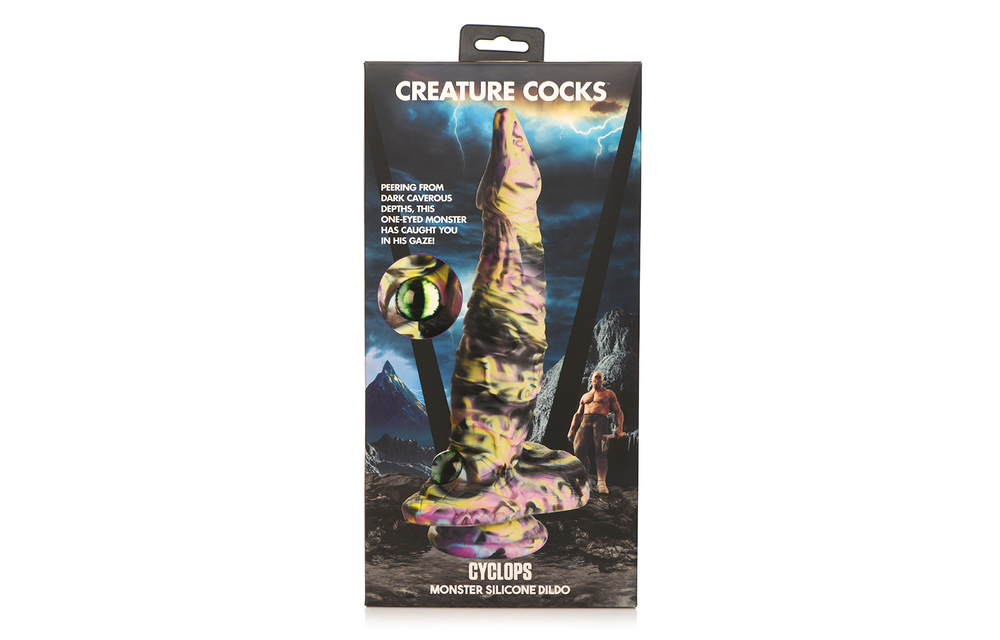 Cyclops Monster Siliconen Dildo 28,5 cm - Geel/Paars/Zwart