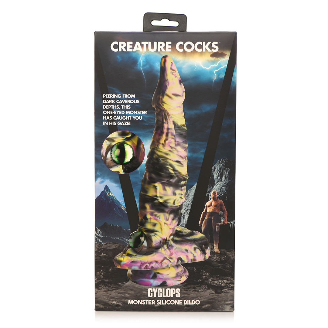 Cyclops Monster Silicone Dildo 28.5 cm - Yellow/Purple/Black