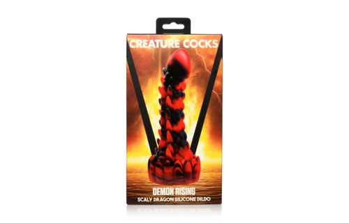 Demon Rising - Geschubde draak Siliconen Dildo - Rood/Zwart