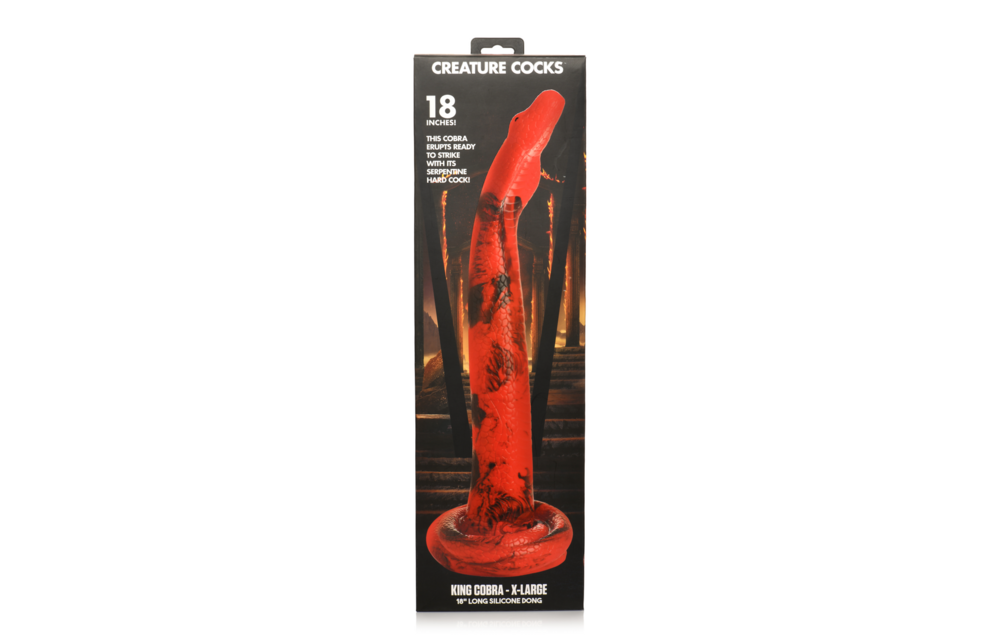 King Cobra Silicone Dildo 45.7 cm – Red/Black, Hands-free