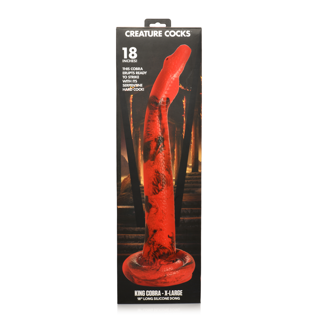King Cobra - Siliconen Dildo - 18 / 45 cm - Rood/Zwart
