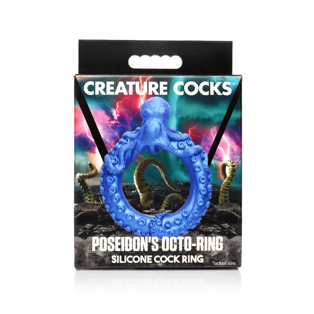 Octo-Ring Van Poseidon 6,5 cm - Blauw Siliconen Penisring