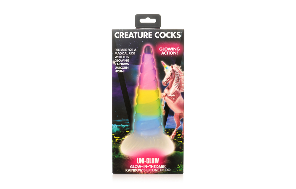 UniGlow Regenbogen-Glow-Dildo 18 cm – Silikon & leuchtend