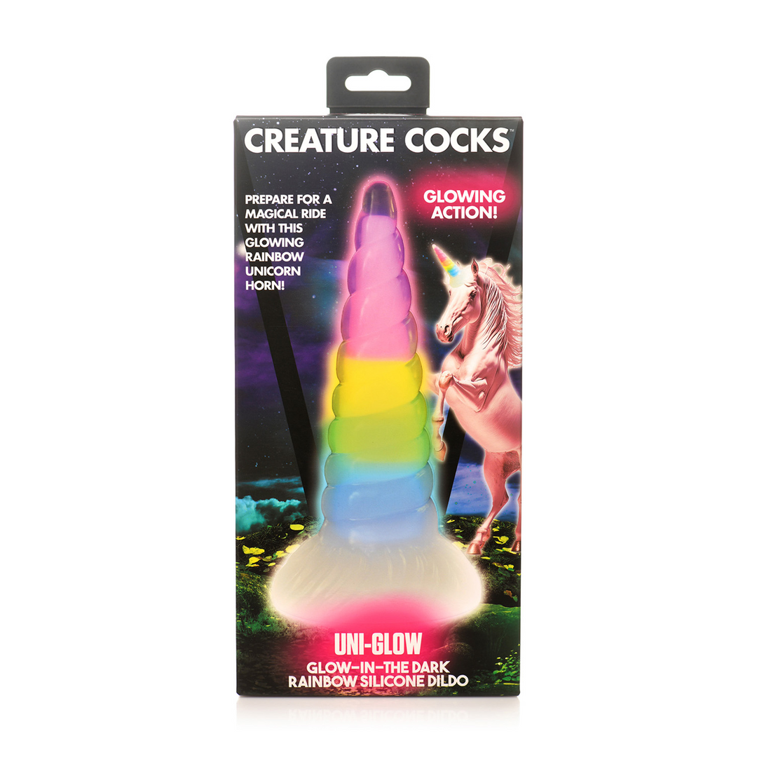 UniGlow - Lichtgevende Regenboog Siliconen Dildo
