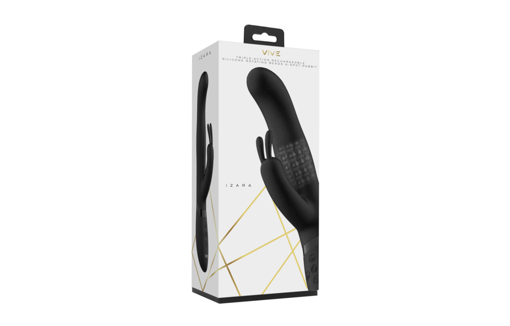 Izara Rabbit Vibrator Zwart – Roterende Kralen & 10 Modi