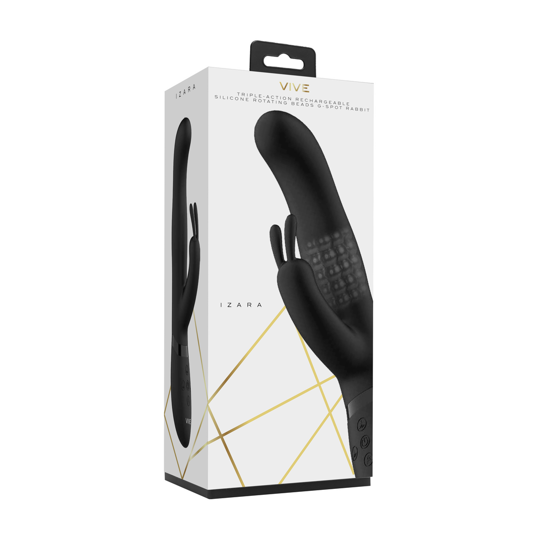 Izara - Rotating Beads Rabbit Vibrator - Zwart