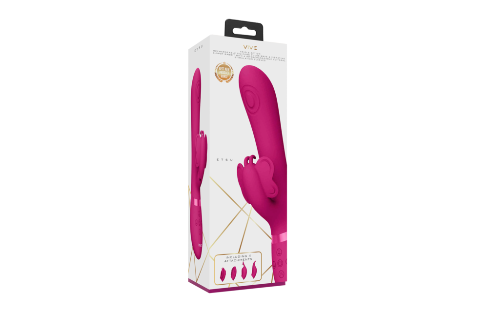 Etsu - Luxury Vibrator with interchangeable clitoral sleeves - Pink