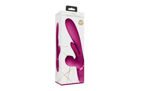 Kura - Thrusting G-Spot Vibrator with Flapping Tongue and Pulse Wave Stimulator - Rosa