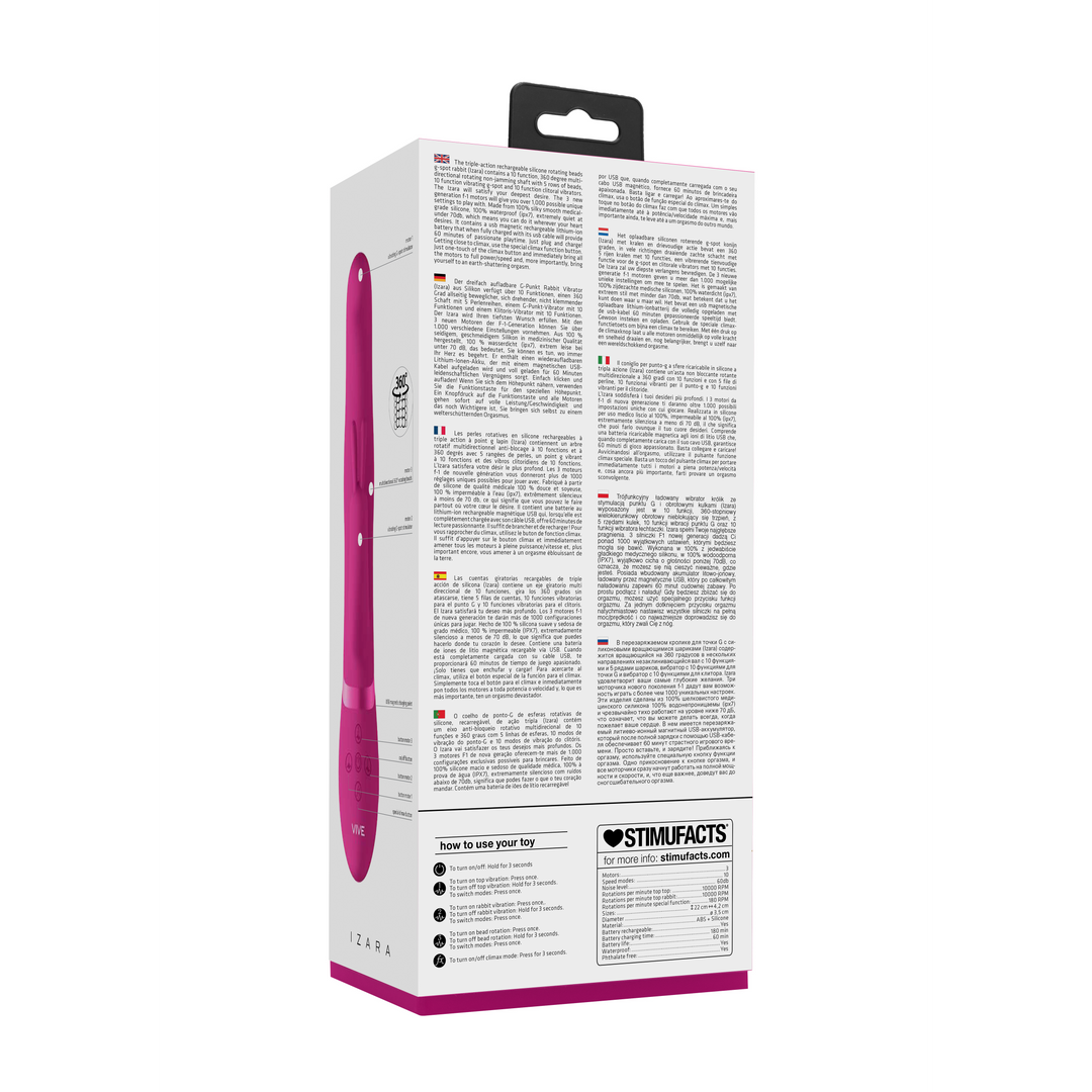 Izara Rabbit Vibrator Roze – 360° Roterende Kralen & Voordeel