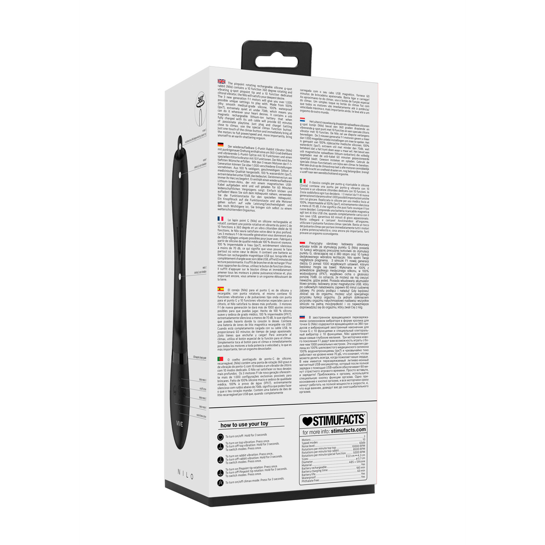 Nilo - Pinpoint Rotating G-spot Rabbit - Schwarz