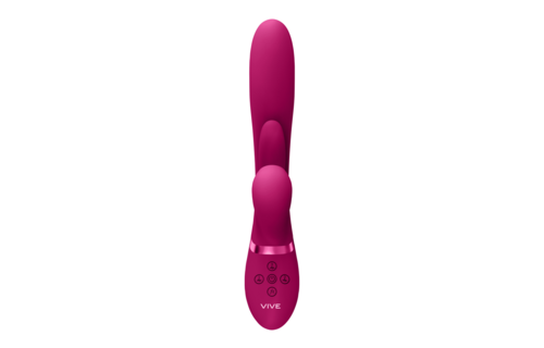 Kura - Thrusting G-Spot Vibrator with Flapping Tongue and Pulse Wave Stimulator - Rosa