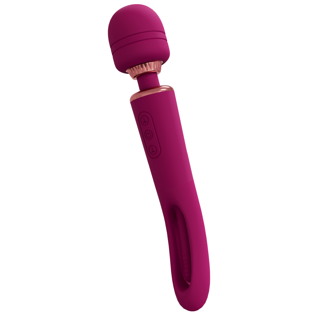 Kiku - Double Ended Wand with Innovative G-Spot Flapping Stimulator - Roze