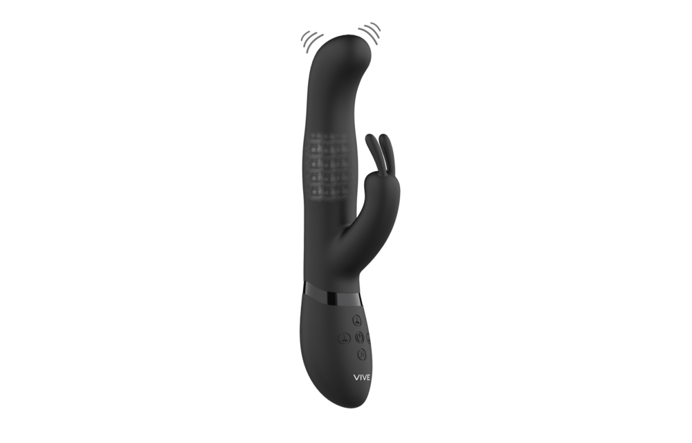Izara Rabbit Vibrator Black – Rotating Beads & 10 Modes