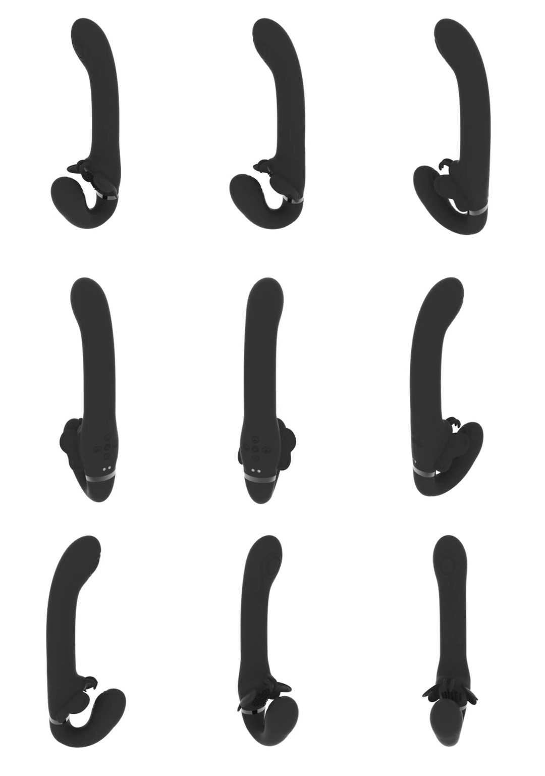Satu - Pulse-Wave and Vibrating Strapless Strapon - Zwart