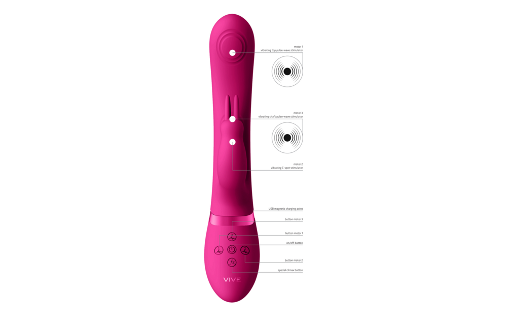 May - Dual Pulse-Wave Vibrating C-spot G-Spot Rabbit - Pink