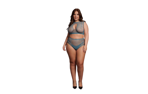 Duo Net Key-Hole Bra Set - Queen Size