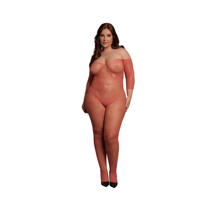 Spitzen-Bodystocking mit langen Ärmeln XL-4XL | Le Désir Rot