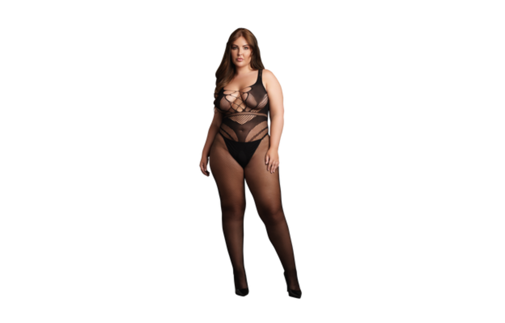 Bodystocking Met Lijnen Zwart - Verleidelijke Curves Xl-4Xl
