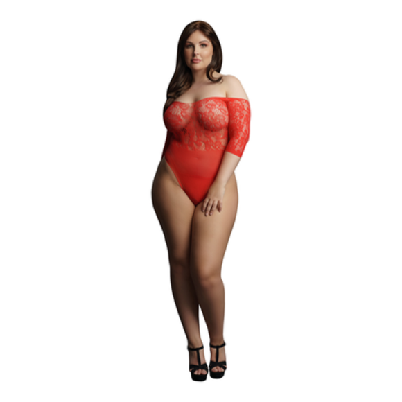 Strass-Bodysuit Plus Size Rot | Le Désir 1XL-3XL