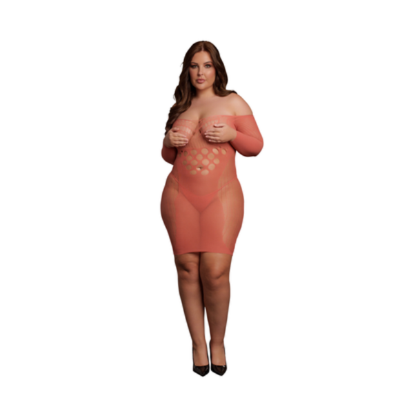 Mesh Dress with Long Sleeves Women's XL-4XL | Chic & Stretchy