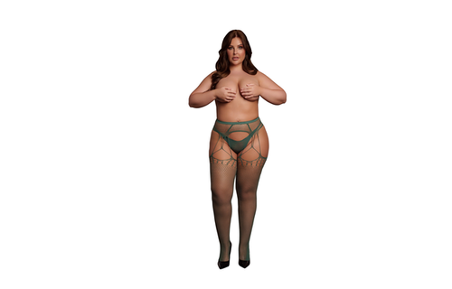 Shredded Suspender Pantyhose - Queen Size