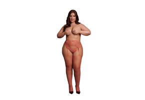 Fishnet and Lace Garterbelt Stockings - Queen Size