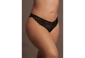 Claire - Elastischer Spitzenslip mit goldenen Details - Große Größen