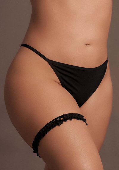 Noel - Elastisches Strumpfband aus Spitze mit goldenen Details - Plus Size