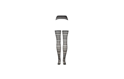 Jarretel gestreepte panty - grote maat