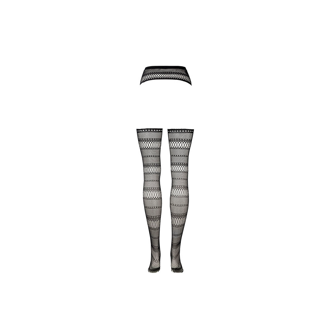 Jarretel gestreepte panty - grote maat