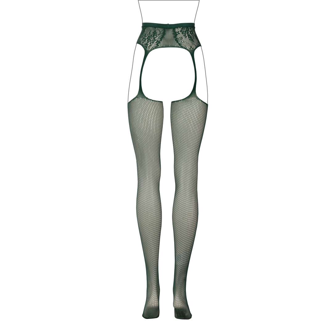 Fishnet and Lace Garterbelt Stockings - One Size