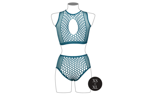 Duo Net Keyhole Bra Set Blue – Stylish & Comfortable