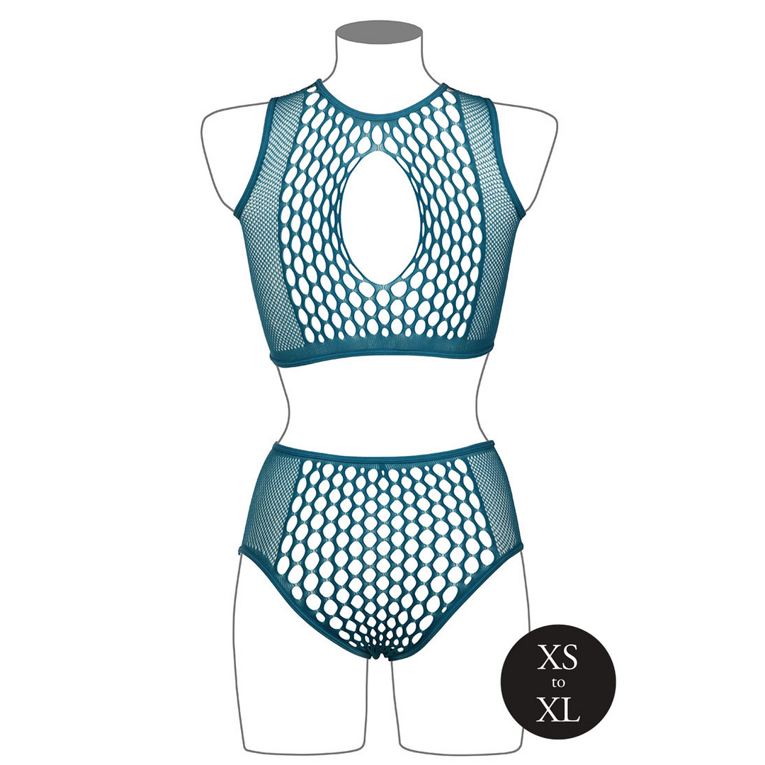 Duo Net Keyhole Bra Set Blue – Stylish & Comfortable