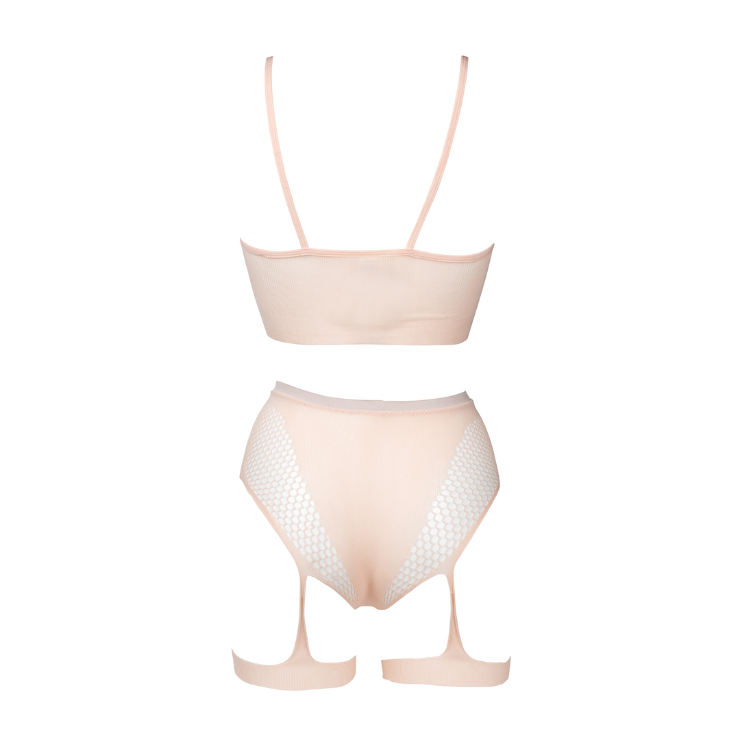 2-Piece Pink Bra Set With Garter Belt | Elegant Lingerie S-XL