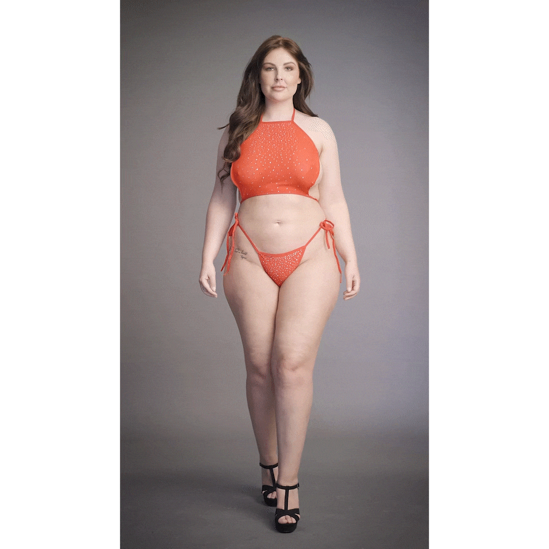Festliches Strass-Top und -Tanga - Große Größen