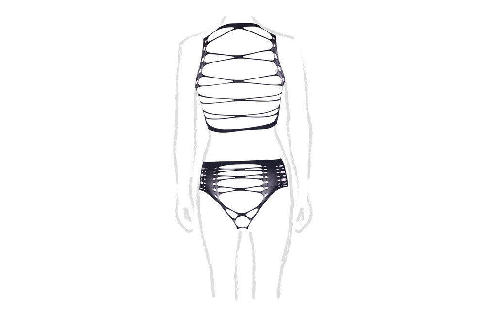 Helike XLV - Zweiteiler mit offenen Cups, Crop-Top und Höschen - Plus Size