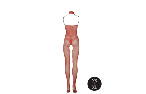 Sexy Netz & Spitzen-Bodystocking Große Größe Rot Le Désir