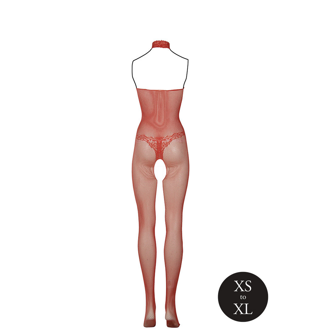 Sexy Visnet & Kanten Bodystocking Grote Maat Rood Le Désir