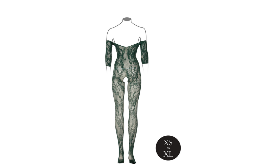 Sexy Green Lace Bodystocking Long Sleeves One Size | Le Désir