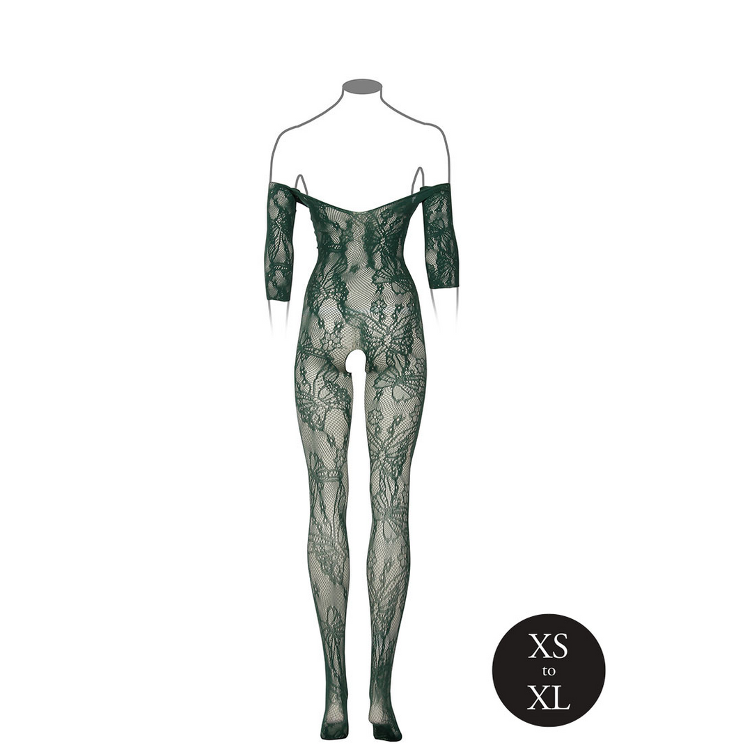 Sexy Groene Kanten Bodystocking Lange Mouwen One Size | Le Désir