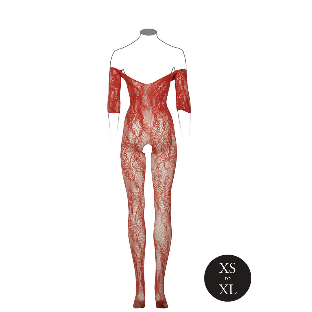 Lace Long-Sleeved Bodystocking - One Size