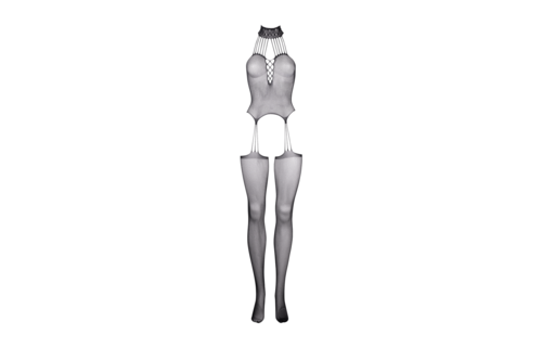 Jarretel Visnet Choker Bodystocking - One Size