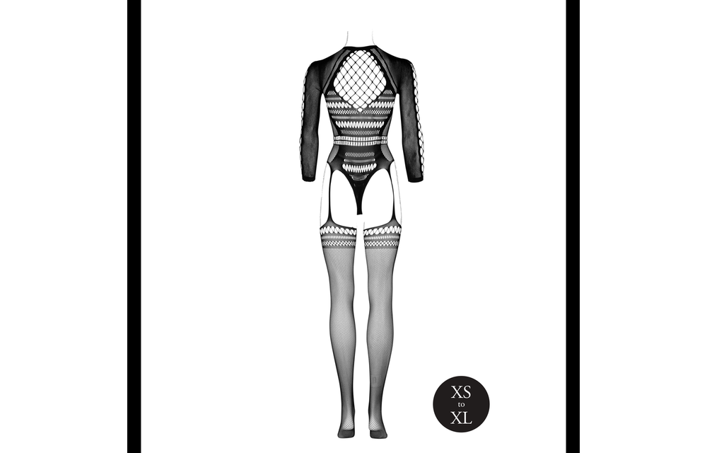 Bodystocking mit langen Ärmeln und kurzem Rollkragen - OS - Schwarz